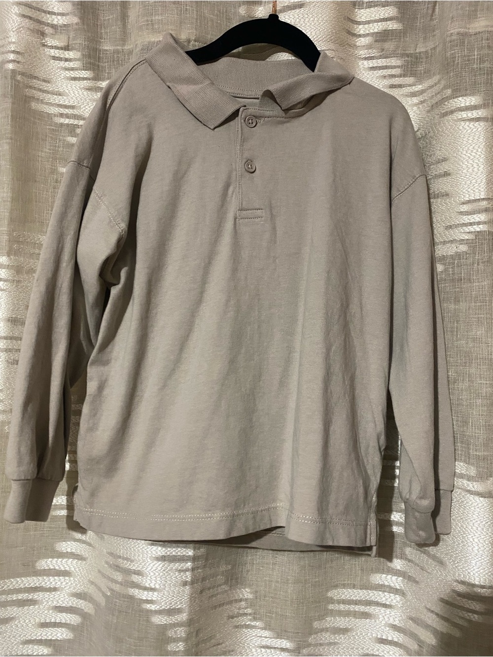 Kids Long Sleeve Polo Shirt - Light Beige